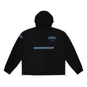 Boys' Baseball Lifestyle Heritage Premium Windbreaker Youth XLarge Black/Light Blue
