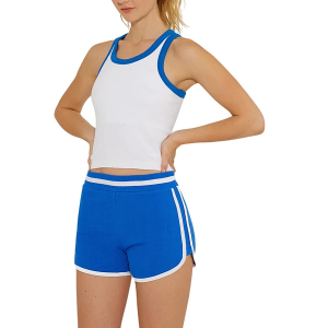 Women's Cream Yoga Bari Crew Neck Tank Top Small White Blue