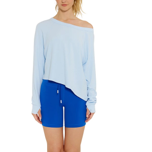 Women's Cream Yoga Fare Off the Shoulder T-Shirt Large Sky