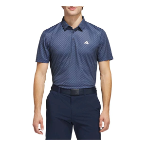 Men's adidas Core Allover Print Long Sleeve Polo Medium Collegiate Navy/White