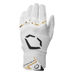 Men's EvoShield Adult Carbyne w/ Strap Baseball Batting Gloves White Medium