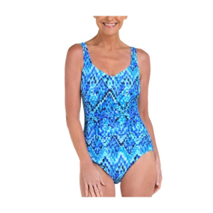 Women's Maxine Vineyard Side Shirred One Piece Swimsuit Sporty 10 Artisan Ikat