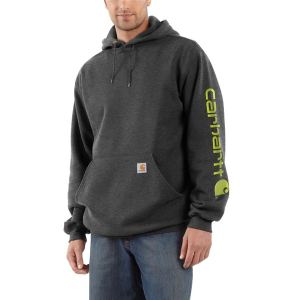 Men's Carhartt Loose Fit Midweight Logo Sleeve Graphic Work Hoodie 2XLarge Tall Carbon Heather