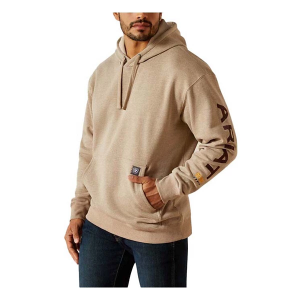 Men's Ariat Rebar Graphic Hoodie Large Oatmeal Chocolate