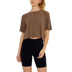 Women's Cream Yoga Karen Cropped T-Shirt Medium Oyster