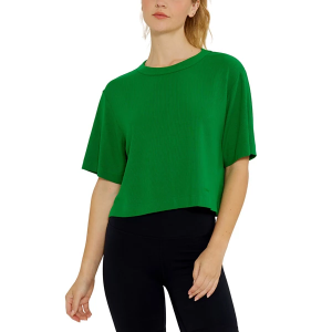Women's Cream Yoga Karen Cropped T-Shirt Medium Green