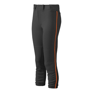 Women's Mizuno Piped Belted Softball Pants Medium Black/Orange