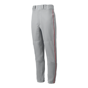 Men's Mizuno Premier Piped Baseball Pants Medium Grey/Red