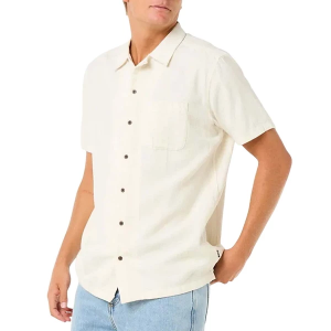 Men's Rip Curl Raw Engery Stripe Button Up Shirt Medium Bone