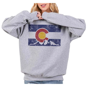 Women's Blume & Co Rocky Mountain Colorado Crewneck Sweatshirt Large Grey