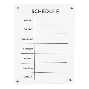 Melrose International Acrylic Dry Erase Weekly Calender 19"H