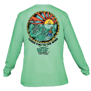 Men's What The Fin 3 Fins to the Wind Long Sleeve T-Shirt 2XLarge Sea Green