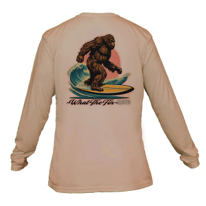Men's What The Fin Surf Squatch Performance Long Sleeve T-Shirt 3XLarge Tan