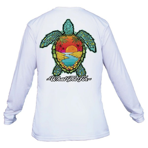 Men's What The Fin Turtle OI Performance Long Sleeve T-Shirt Medium White