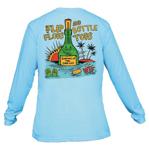 Men's What The Fin Bottle Tops Long Sleeve T-Shirt Large Sea Blue