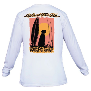 Men's What The Fin Dog Daze Performance Long Sleeve T-Shirt Small White