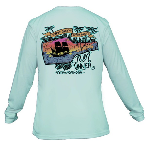 Men's What The Fin Rum Runner Performance Long Sleeve T-Shirt Large Sea Green