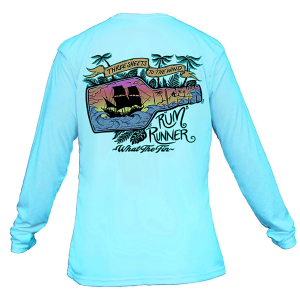 Men's What The Fin Rum Runner Performance Long Sleeve T-Shirt 3XLarge Sea Blue