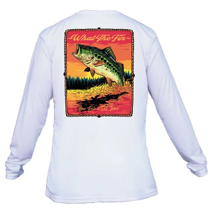 Men's What The Fin Fish Splash Bass Performance Long Sleeve T-Shirt Large White