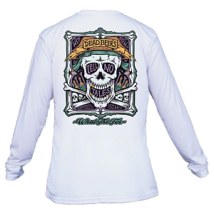 Men's What The Fin Dead Beers Performance Long Sleeve T-Shirt Small White