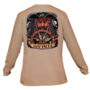 Men's What The Fin Shipfaced Performance Long Sleeve T-Shirt 2XLarge Tan