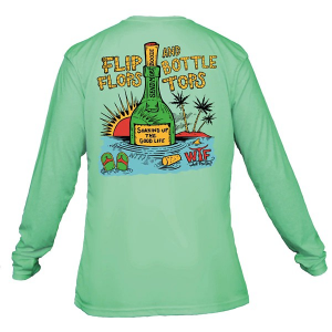 Men's What The Fin Bottle Tops Long Sleeve T-Shirt 2XLarge Sea Green