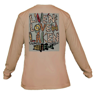 Men's What The Fin Liven Loven Laken Performance Long Sleeve T-Shirt Small Tan