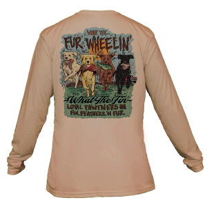 Men's What The Fin Fur Wheelin Performance Long Sleeve T-Shirt 3XLarge Tan