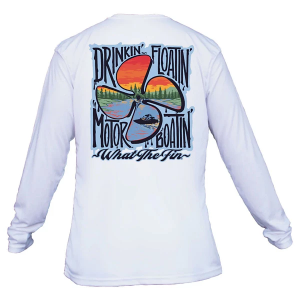 Men's What The Fin Drinkin Floatin (Lake) Performance Long Sleeve T-Shirt 2XLarge White