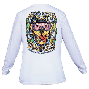 Men's What The Fin Beer Doggles Long Sleeve T-Shirt XLarge White