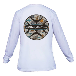 Men's What The Fin Dirty Sun Mariner Performance Long Sleeve T-Shirt Small White