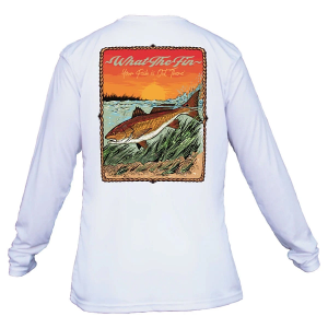 Men's What The Fin Fish Splash Redfish Performance Long Sleeve T-Shirt XLarge White