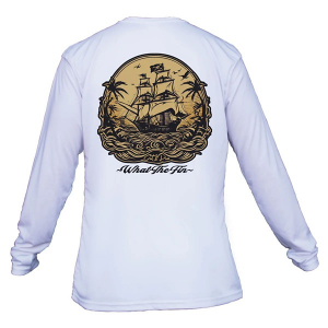 Men's What The Fin Old Man Fin Performance Long Sleeve T-Shirt Large White
