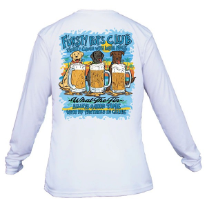 Men's What The Fin Fursty Pup Performance Long Sleeve T-Shirt Small White