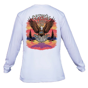 Men's What The Fin Catchin A Good Time Performance Long Sleeve T-Shirt XLarge White