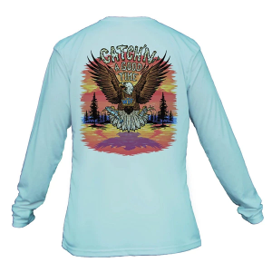 Men's What The Fin Catchin A Good Time Performance Long Sleeve T-Shirt 2XLarge Sea Blue