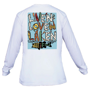Men's What The Fin Liven Loven Laken Performance Long Sleeve T-Shirt Small White