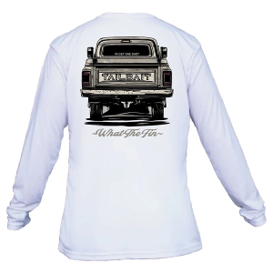 Men's What The Fin Tailbait Tailgate Performance Long Sleeve T-Shirt Medium White