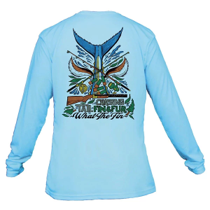 Men's What The Fin Chasing Tail, Fin & Fur Performance Long Sleeve T-Shirt Medium Sea Blue