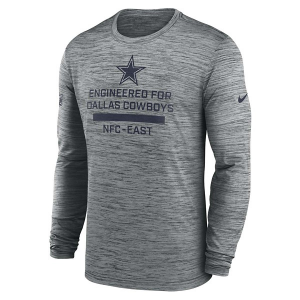 Dallas Cowboys Nike 2025 Sideline Velocity Team Issued Long Sleeve T-Shirt Medium Dark Grey Heather