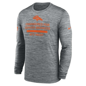 Denver Broncos Nike 2025 Sideline Velocity Team Issued Long Sleeve T-Shirt 2XLarge Dark Grey Heather