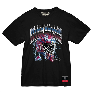 Colorado Avalanche Mitchell and Ness Lightning T-Shirt Medium Black