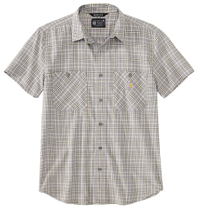 Men's Carhartt Rugged Flex Relaxed Fit Lightweight Plaid Button Up Shirt Small Carhartt Grey