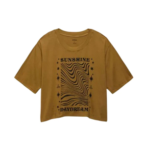 Women's prAna Everyday VW Graphic T-Shirt Large Retro Olive Sunshine Daydream