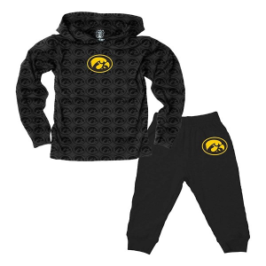 Wes and Willy Baby Iowa Hawkeyes All-Over Print Sweatshirt & Pant Set