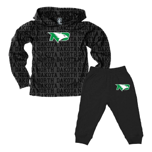 Wes and Willy Baby North Dakota Fighting Hawks All-Over Print Sweatshirt & Pant Set