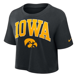 Iowa Hawkeyes Nike Women's Cropped Arch T-Shirt XSmall Black