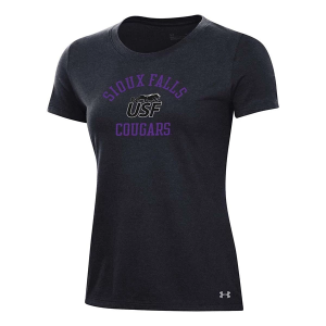 Sioux Falls Cougars Under Armour Women's Arched Logo Performance Cotton T-Shirt 2XLarge Black
