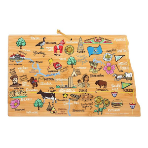 Totally Bamboo North Dakota Cutting Board with Artwork by Fish Kiss