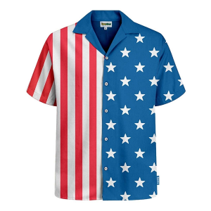 Men's Tipsy Elves Vertical Flag Button Up Shirt Large Red White Blue